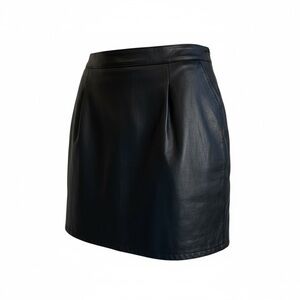 Vintage Black Genuine Leather Mini-Skirt